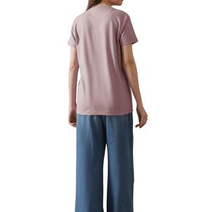 เสื้อยืดคอตตอนทรงเข้ารูปสำหรับผู้หญิง ขายส่ง แบบกำหนดเอง แขนสั้น สีพื้น เรียบง่าย แฟชั่นลำลอง เสื้อทีเชิ้ตสำหรับฤดูร้อน - Product Image 3