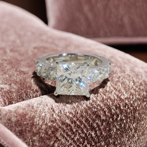 Luxury Vintage 925 <b>Sterling</b> <b>Silver</b> Moissanite Wedding <b>Ring</b> <b>Set</b> 18K Gold Plated Diamond Accented - Product Image 2