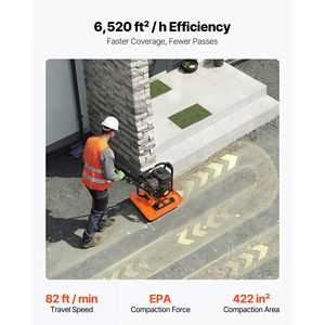 Compattatore a piastra elettrico da 7 HP con motore a benzina da 196 cc, 5400 VPM, vibrazione a 4440 libbre di forza di compattazione, piastra da 23 x 18 pollici - Product Image 4