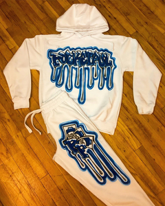 Conjunto de Sudadera con Capucha Rockstar Mouth, Estampado Blanco con Efecto de Goteo, Unisex, Oversize, Felpa Francesa, Ropa Casual de Invierno, Doble Cremallera - Product Image 1