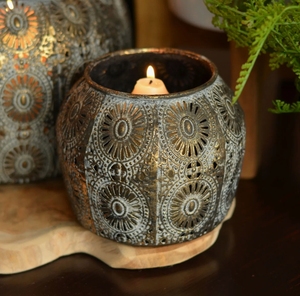 Ensemble de bougeoirs vintage en métal bronze, style marocain, avec découpe, pour bougies chauffe-plat, bol décoratif pour centre de table et décoration intérieure - Product Image 2