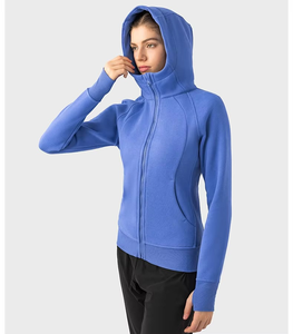 Sweat-shirt à capuche personnalisé pour l'hiver, vêtements de sport à manches longues, vêtements épais et chauds, veste de sport à fermeture éclair pour femmes, veste de yoga à fermeture éclair - Product Image 3