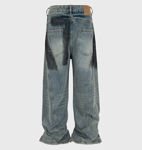 Cheap Streetwear Stack Denim <b>Pants</b> Cotton Baggy Stacked Jeans Men Long Straight <b>Pants</b> Washed Wide Leg Trousers for Man - Product Image 6