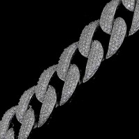 Collier Prestige Plate Cuban Chain Kingpin Iced Cuban Link Diamond Vault Monarch Plate Elite Block Or Blanc 24 Carats Rhodié
