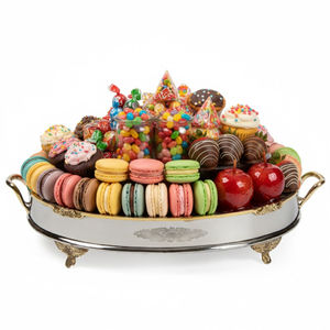 Plateau de chocolats de grande qualité, panier de biscuits et de collations ronds, artisanat haut de gamme pour les cadeaux de mariage et les occasions spéciales - Product Image 4