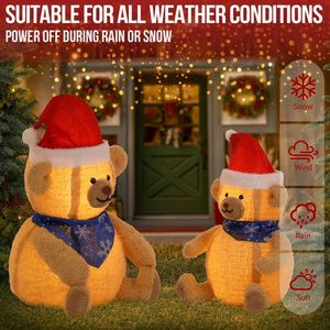 Juego de 2 Osos de Peluche Iluminados, Decoraciones Navideñas, 60 LED Blancos Cálidos Preiluminados, Decoración Navideña para Exteriores, Figuras y Juguetes Navideños - Product Image 5