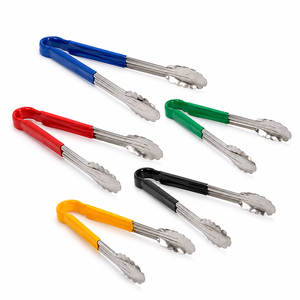 Maxfresh 304 Stainless Steel Fruit Vegetable Utility <b>Tong</b> (Vinyl Coated) Homeware Kitchen Frying <b>Serving</b> Multicolor Dishwasher - Product Image 1
