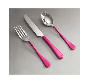 Ensemble de couverts de luxe écologiques en acier inoxydable de 12 pièces avec poignée en émail rose pour la maison, les fêtes d'enfants, les mariages et les restaurants - Product Image 2