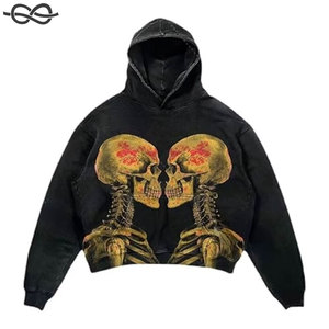 Oem Custom Washed <b>Hoodie</b> No <b>Strings</b> Oversized French Terry Sweatshirts Men Vintage Distressed <b>Hoodie</b> - Product Image 6