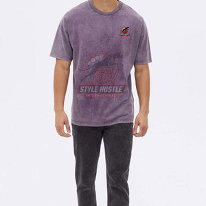 Camisetas de hombre con logo personalizado, de corte holgado, muy vendidas, con lavado ácido, último diseño, transpirables, 100% algodón, con lavado ácido. - Product Image 3