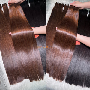 Extensiones de Cabello Humano Natural Negro Marrón Liso Espejo Remy Súper Doble Trama, 100% Cabello Virgen Vietnamita con Doble Trama a Máquina - Product Image 4