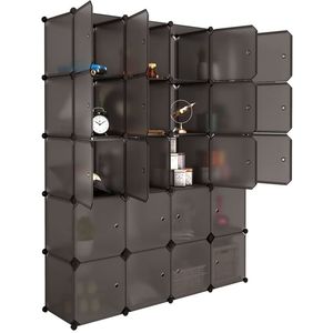 Organizzatore Impilabile a 20 Cubi Marrone, Armadio Modulare Multifunzionale con Asta Appendiabiti, Guardaroba Portatile con Ripiani - Product Image 5