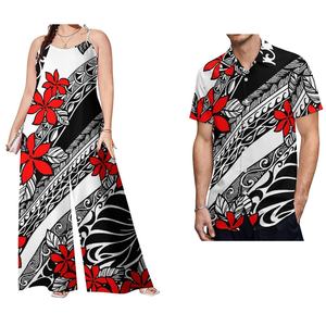 Custom on Demand Samoan Sets Clothes Plus Size Loose <b>Womens</b> Rompers Men <b>Tops</b> Shirt 2 Piece Set Polynesian Casual Sets of Couples - Product Image 5