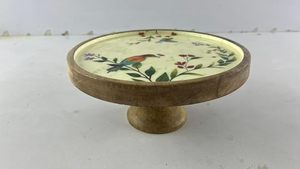 Handmade Wooden <b>Cake</b> <b>Stand</b> Floral Bird Dessert Pedestal Round Display Holder for Wedding Party Table Decor - Product Image 5