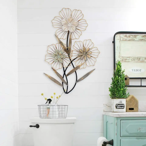 Décoration murale en métal avec fleurs, art mural floral en métal pour la décoration intérieure et extérieure, chambre, salon, jardin - Product Image 3