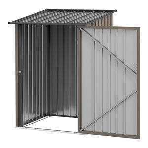 Casetta da Giardino Lean to Brown 3.3x3.4 ft in Acciaio Zincato con Porta Lucchettabile, Montaggio Facile, Telaio in Lega di Alluminio e Plastica - Product Image 1