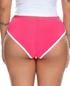 Shorts de sport jaunes taille haute pour femme, en tricot de spandex et nylon respirant, taille élastique, coupe régulière, couleur unie - Product Image 6