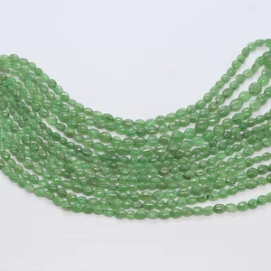 Perles ovales lisses teintées en tsavorite naturelle 4x6-5x7 MM, perles de pierres précieuses en tsavorite, 16 pouces, perles ovales en tsavorite naturelle - Product Image 1