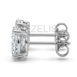 Pendientes de Diamantes Cultivados en Laboratorio con Corte Ovalado BENELIS, Oro Blanco, Joyería Clásica para Mujer, Venta al Por Mayor - Product Image 4