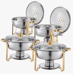 Juego de calentadores de comida tipo buffet de acero inoxidable de 5 cuartos de galón con juego de 4 bandejas de tamaño completo al mejor precio - Product Image 4