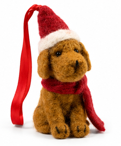 El Mejor Adorno Navideño Colgante de Fieltro de Lana Hecho a Mano de Himalaya, con Forma de Cachorro, Sostenible y Ecológico - Product Image 1