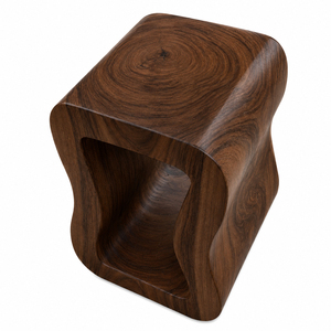 Modern Wooden <b>Stool</b> Solid Wood Handmade Minimalist Design Living Room Furniture Organic Shape Walnut Finish Accent Piece - Product Image 3