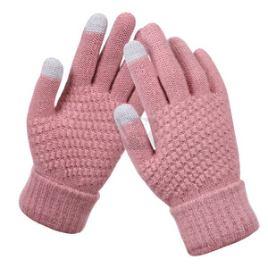 Mitaines d'hiver décontractées 100 % laine doublées polaire, compatibles écran tactile, détection par aiguille, longueur poignet, unisexe, style sergé, multifonctionnelles pour l'extérieur - Product Image 4