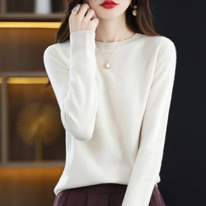 Pull en coton mélangé à imprimé léopard pour femme, col rond, automne-hiver, pull basique, chaud, décontracté, tricoté - Product Image 1