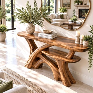Table console en bois Luxali, design unique, fabrication artisanale, bois massif naturel, table d'entrée, mobilier de luxe pour salon, nouvelle décoration pour la maison - Product Image 6