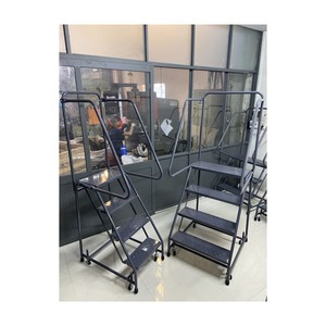 Dup_LP0082 Industrial 3-Step Locking Folding Rolling Ladder <b>Material</b> <b>Handling</b> Equipment - Product Image 3