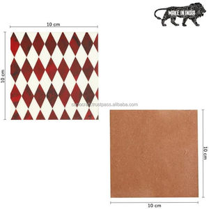 Resin Square <b>Coasters</b> Set Red <b>White</b> Diamond Pattern Heat Resistant Table Mats for Coffee Dining - Product Image 4