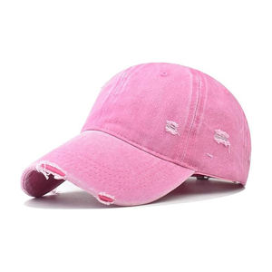 Custom Trendy Distressed Frayed Pink Baseball Cap Vintage Washed Cotton Unisex <b>Dad</b> <b>Hat</b> Adjustable Streetwear Curved Brim Common - Product Image 6