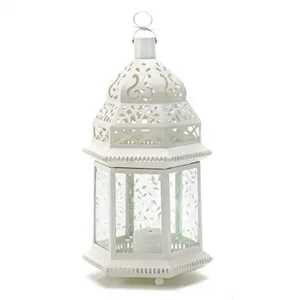 Black Metal Moroccan Candle <b>Lantern</b> Hexagonal Cutout Dome Stainless Steel Panel Hanging Candleholder Tabletop <b>Hurricane</b> Light - Product Image 3