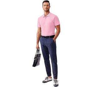 Camisetas de Golf para Hombre de Secado Rápido, Manga Corta, Cuello Camisero, Corte Ajustado, Estampado Casual, Elegante, 100% Algodón, Antiarrugas, Polos - Product Image 4