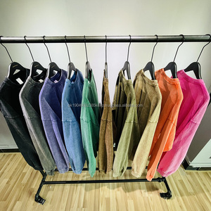 เสื้อสเวตเตอร์แฟชั่นสำหรับผู้ชายเสื้อสเวตเตอร์ย้อมสีขี้ผึ้งแนวสตรีทแบบเรียบ250gsm ตามสั่ง - Product Image 3