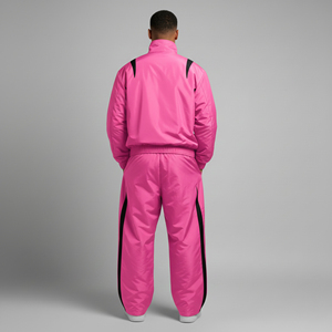 Nuevo conjunto deportivo de 2 piezas para hombre, de corte regular, a la moda, con logo impreso en DTF, 100% nailon, de dos tonos, estilo urbano, ligero. - Product Image 2