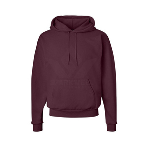 Sweat-shirt à capuche en molleton de coton uni violet pour homme SPARKWELL, décontracté, à manches longues, avec poche kangourou, automne-hiver - Product Image 6