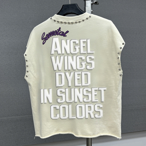 Camiseta sin mangas de algodón personalizada con estampado de pedrería, estilo urbano, diseño gráfico, camisetas oversize para hombre - Product Image 3