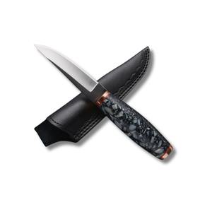 มีดล่าสัตว์เหล็กกล้าคาร์บอนสูง อุปกรณ์ล่าสัตว์กลางแจ้ง ด้ามไม้ปักก้า ปลอกหนัง มัลติทูล รับผลิตตามแบบ (OEM) ขายส่ง - Product Image 3