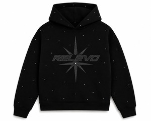 Sweat-shirt à capuche zippé noir pour homme, avec logo étoile en strass au dos, coupe oversize, style streetwear, en molleton de coton, hiver, coupe courte - Product Image 3