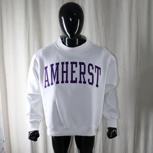 Sweat-shirt à col montant AMHERST ASH GREY 100% coton, broderie appliquée violette, col large, URBAN PRODUCTIONS - Product Image 1