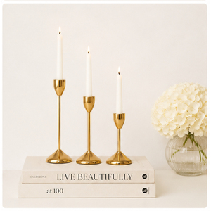 Juego de 3 Portavelas Cónicos de Metal Dorado, Elegantes y Minimalistas, para Centro de Mesa de Boda, Decoración Moderna para el Hogar - Product Image 2