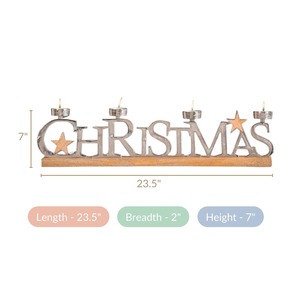 <b>Christmas</b> Letter Candle Holder Wooden Base Vintage Style Handicraft Decor - Product Image 6