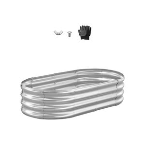 Fioriera da Giardino in Metallo Stile Ins, Grande 4 X 2 X 1 piedi, Vaso Rialzato Ovale Zincato con Design a Fondo Aperto - Product Image 1