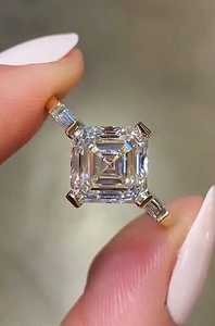 Special Design 2.00CT Asscher Cut Diamond <b>Unique</b> Ring Lab Grown IGI Certified <b>For</b> Women's 14K Solid Gold Wedding Party <b>Gift</b> <b>Her</b> - Product Image 1