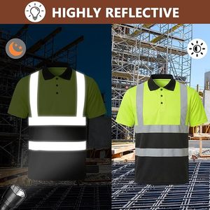 เสื้อเชิ้ตคุณภาพพรีเมียม ป้องกันรอยยับ ลายพิมพ์เพื่อความปลอดภัย สำหรับผู้ชาย ชุดทำงาน ผ้าฝ้าย 100% แถบสะท้อนแสง Hi Viz เสื้อผ้าเพื่อความปลอดภัย - Product Image 3