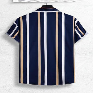 Custom Casual Men's Summer Vintage Classic Pattern <b>Button</b> <b>up</b> Collar <b>Short</b> <b>Sleeved</b> Loose Style Solid Color Designer <b>Shirts</b> - Product Image 2