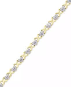 Bracciale con cuore accento di diamante X Link in piatto d'argento o piatto d'oro o piatto d'oro rosa | Macis's - Product Image 1
