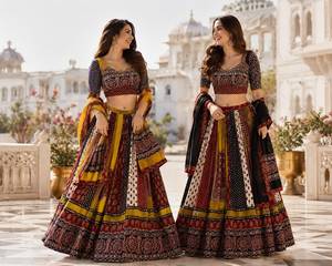 Lehenga Choli Tradicional India con Estampado Digital, Vestido Étnico de Algodón Largo hasta el Suelo para Mujer, Ropa de Boda, Corte Holgado - Product Image 1