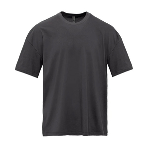 100% <b>Ringspun</b> Cotton Formal Heavyweight Knitted T-Shirt Men Drop-Shoulder Sleeves Oversize Relaxed Fit Black - Product Image 1